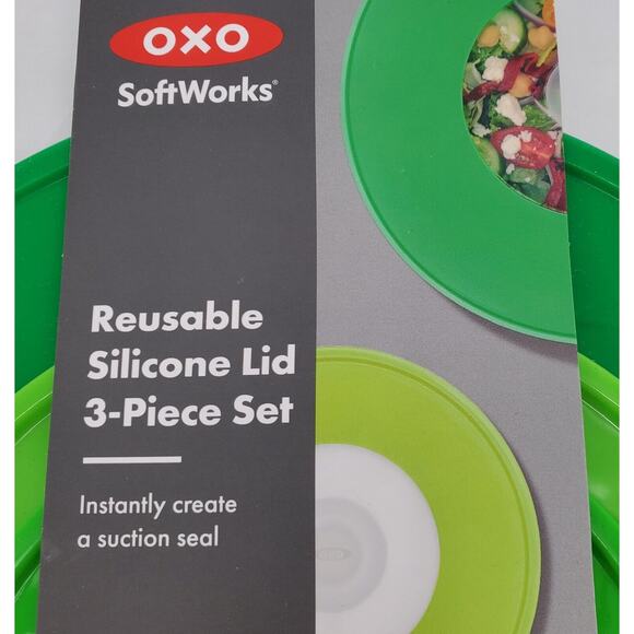 OXO Good Grips 3 Pcs Set, S M L Reusable Silicone Lids/Microwave Splatter Guards - Picture 3 of 5